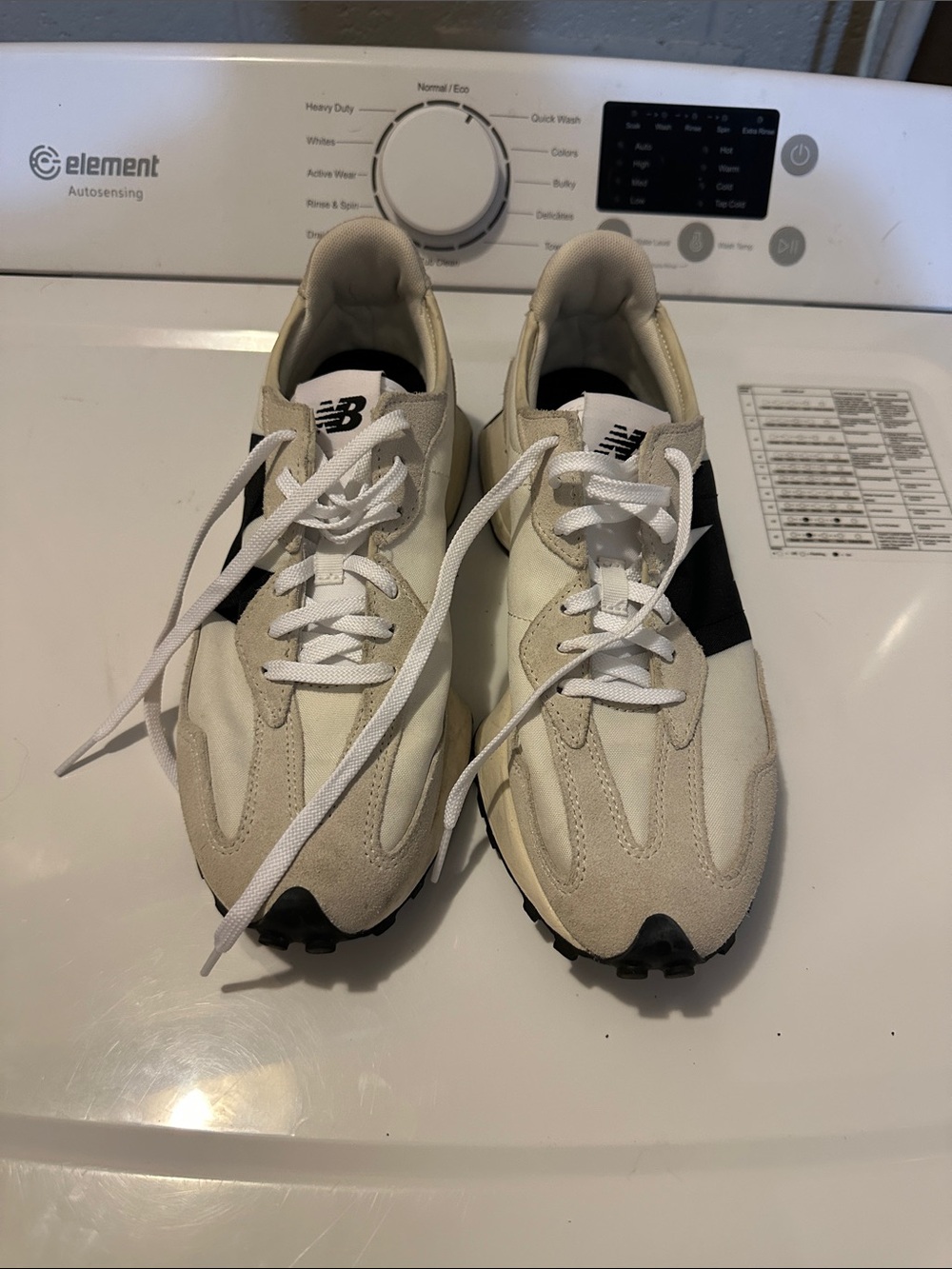 New Balance Cream and Black Retro Style Sneakers